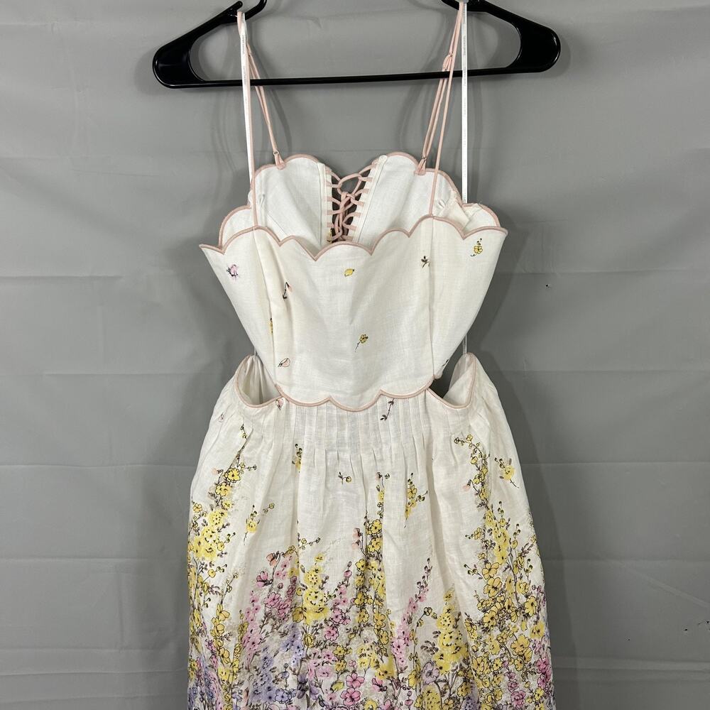 Zimmermann Dress 3 Large Jude Peach Gradient Floral Scalloped Midi Romantic Chic - Picture 8 of 16